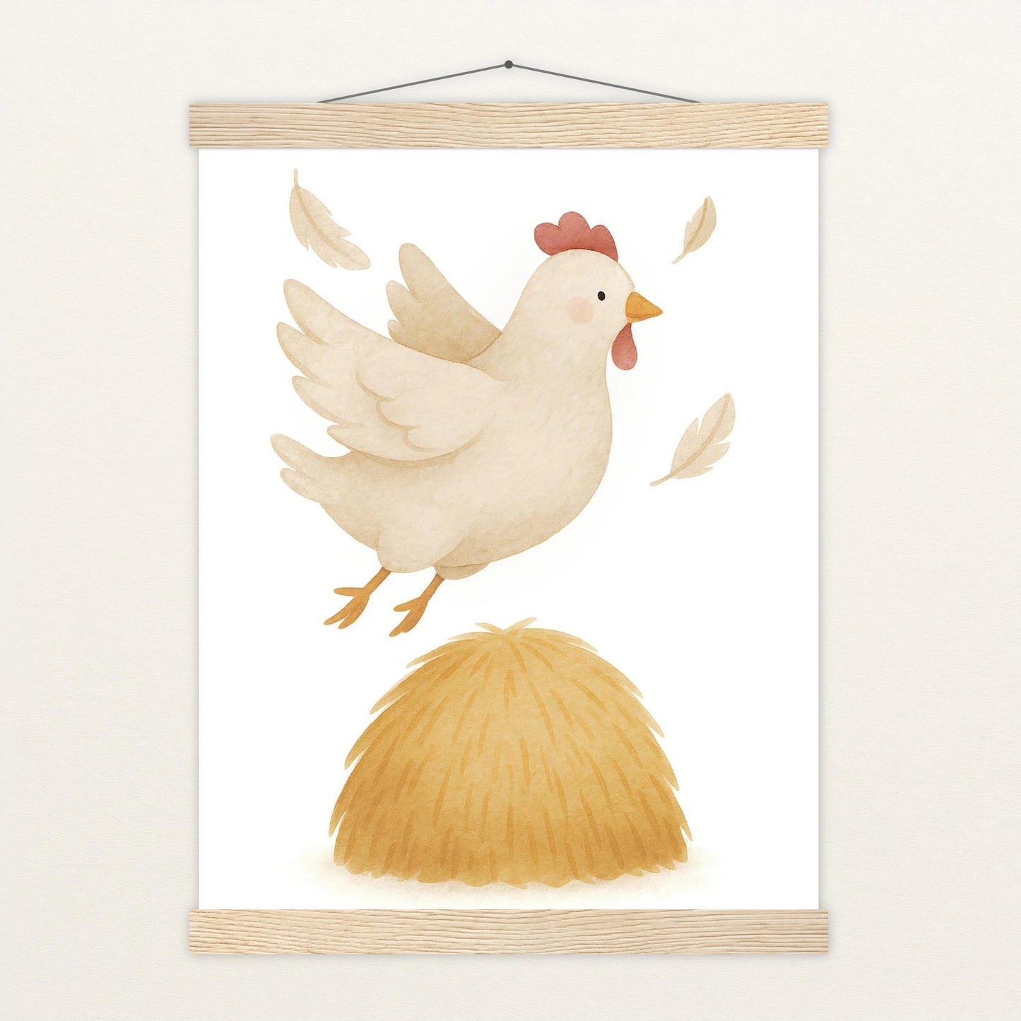 Hanni das Huhn - Motiv: "Heu" Poster mit Leisten von tinylearner
