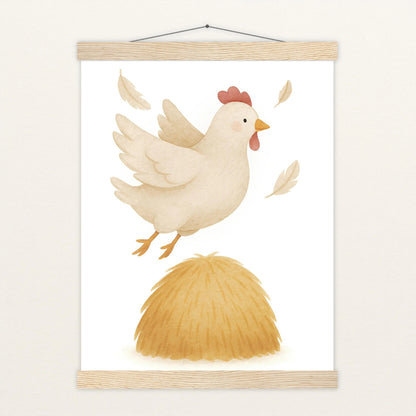Hanni das Huhn - Motiv: "Heu" Poster mit Leisten von tinylearner