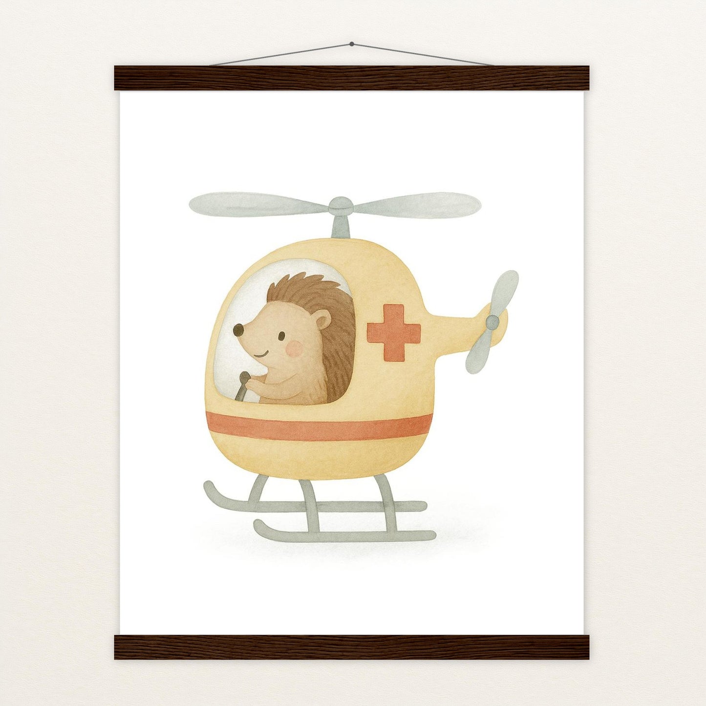 Iggi der Igel - Motiv: "Rettungshubschrauber" Poster mit Leisten von tinylearner