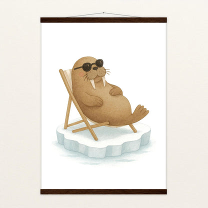 Wally das Walross - Motiv: "Liegestuhl" Poster mit Leisten von tinylearner