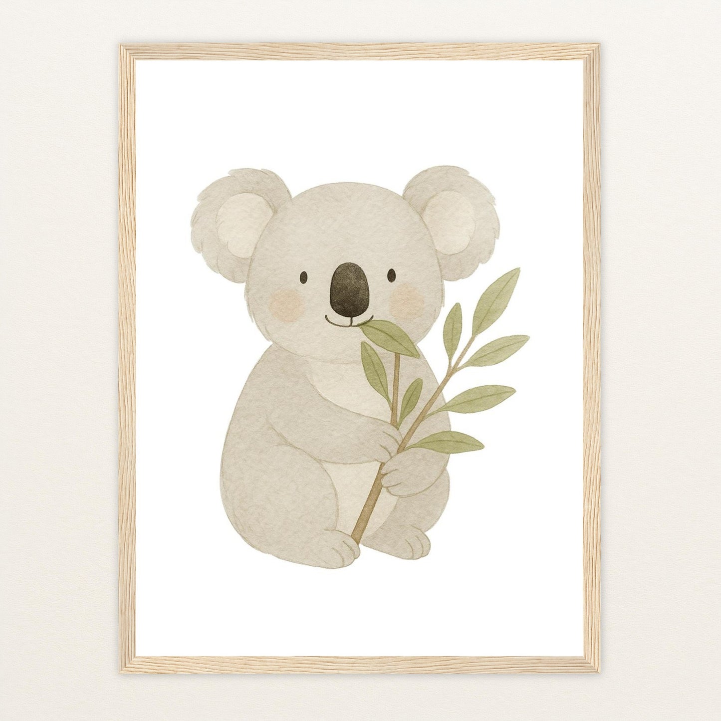 Kori der Koala - Motiv: "Eukalyptus" Poster mit Holzrahmen von tinylearner