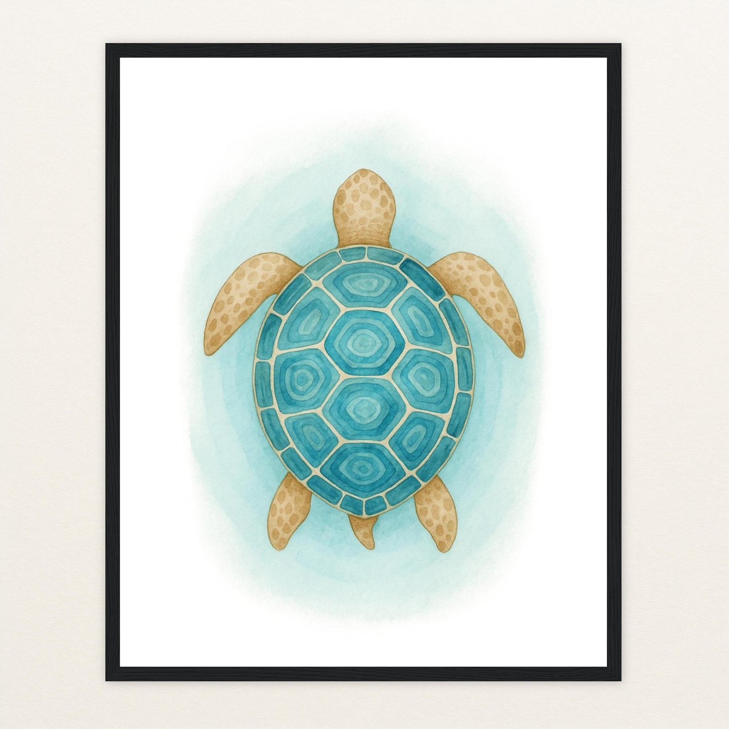 Sora die Schildkröte - Motiv: "Treiben" Poster mit Holzrahmen von tinylearner