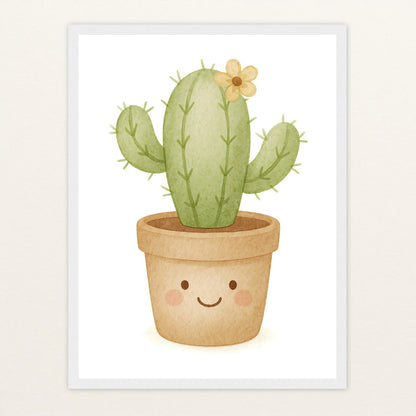 Kaktus Poster mit Holzrahmen von tinylearner