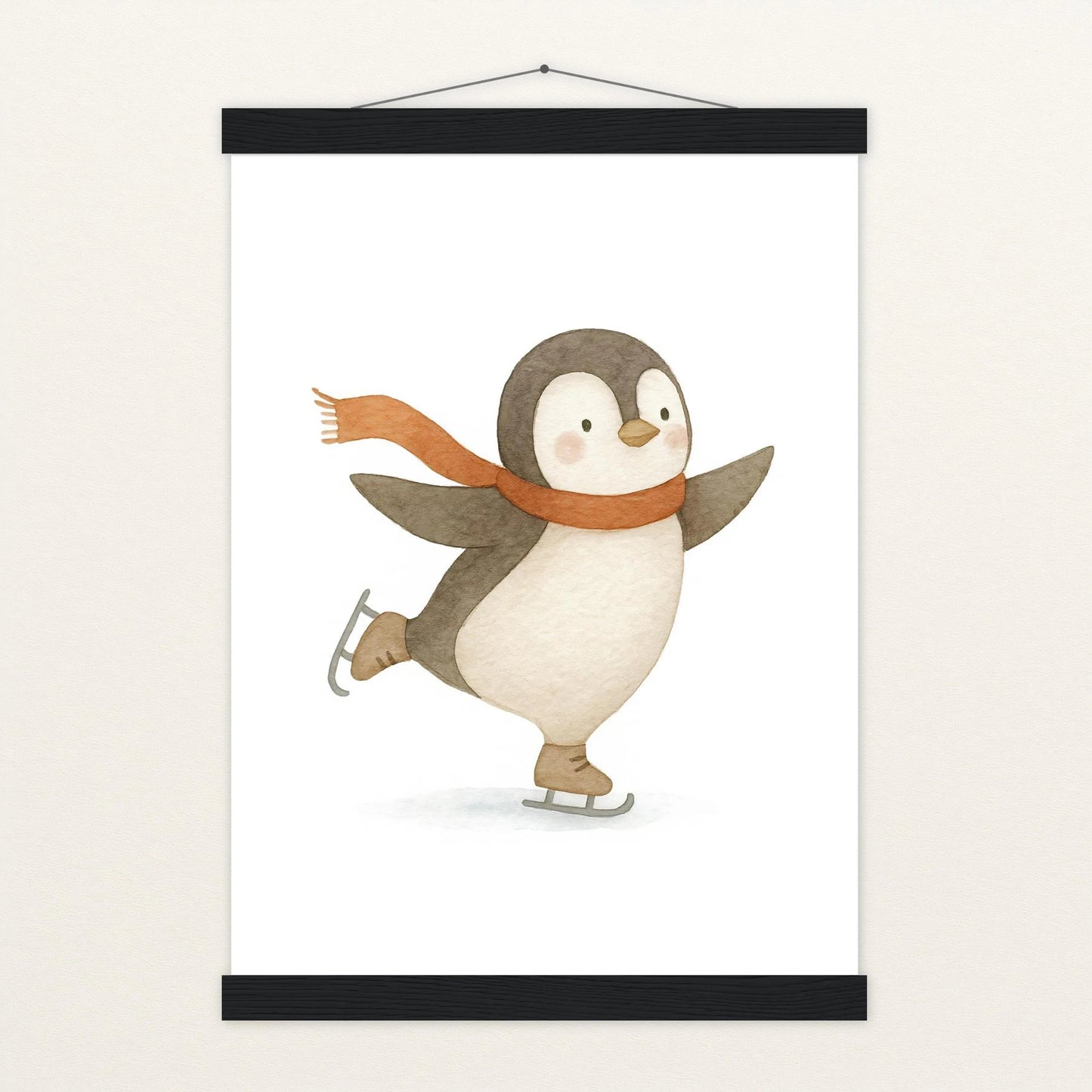Pia der Pinguin - Motiv: "Eislaufen" Poster mit Leisten von tinylearner