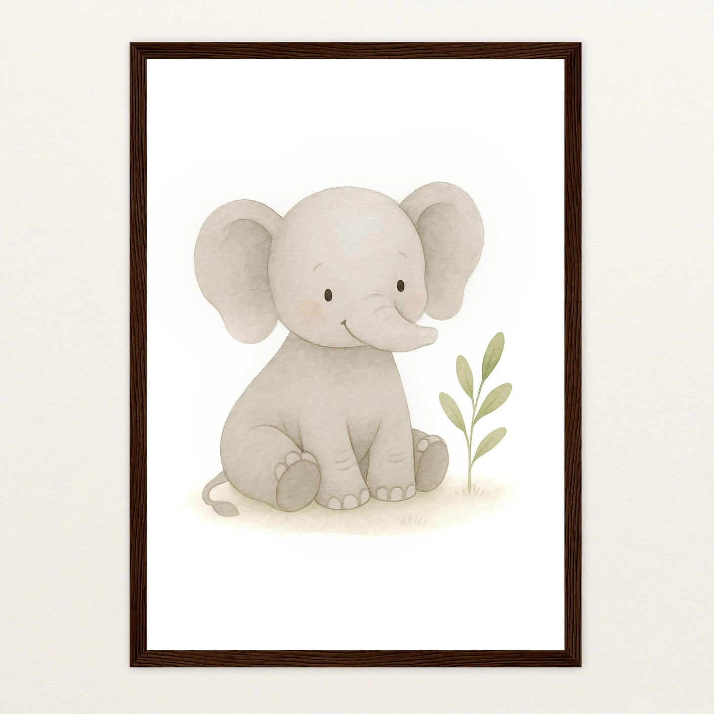 Emil der Elefant Poster mit Holzrahmen von tinylearner