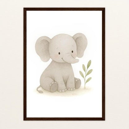 Emil der Elefant Poster mit Holzrahmen von tinylearner