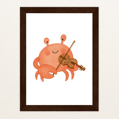 Krabbi der Krebs - Motiv: "Geige" Poster mit Holzrahmen von tinylearner