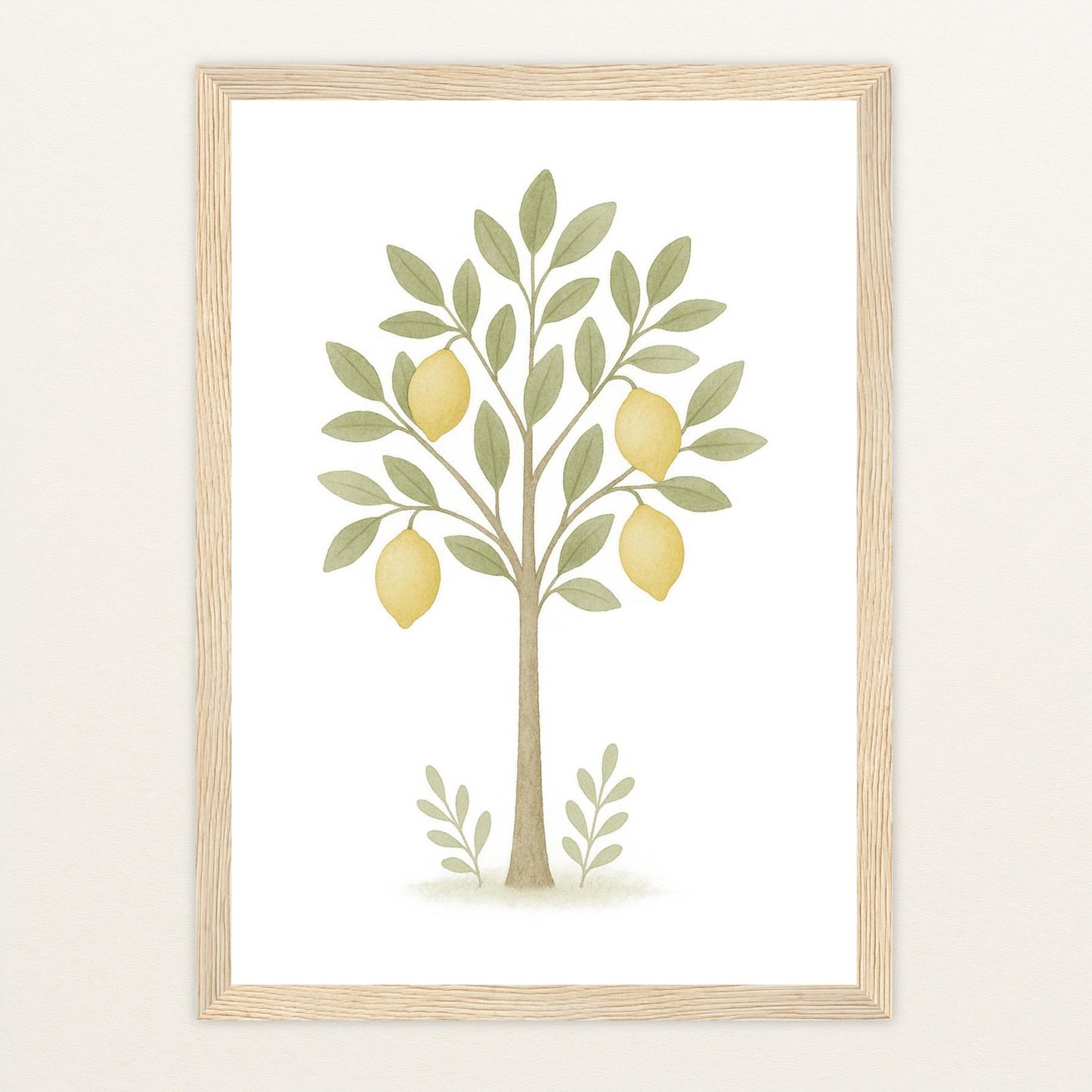 Zitronenbaum Poster mit Holzrahmen von tinylearner