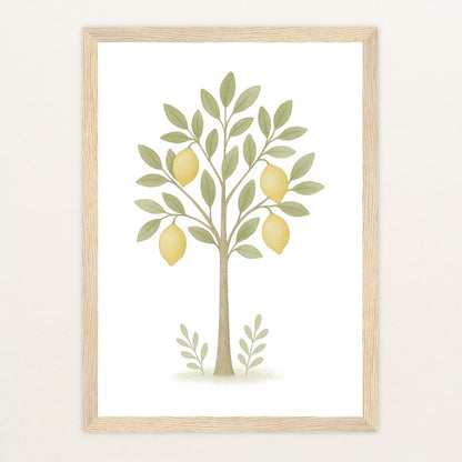 Zitronenbaum Poster mit Holzrahmen von tinylearner