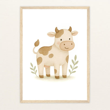 Klara die Kuh Poster mit Holzrahmen von tinylearner