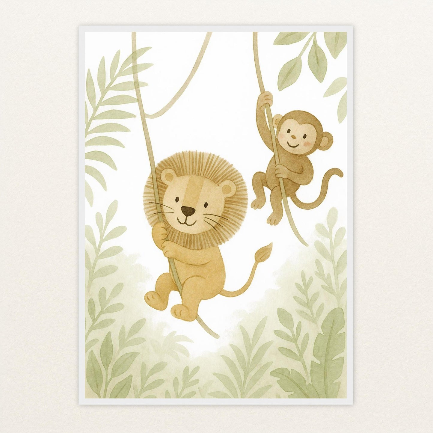 Tierfreunde - Motiv: "Lianen" Poster mit Holzrahmen von tinylearner