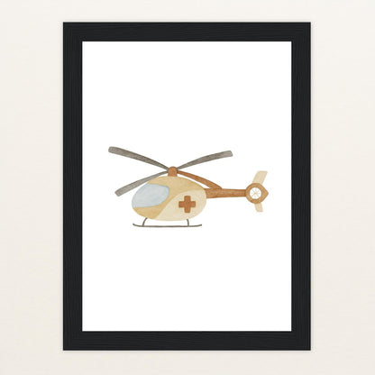 Rettungshubschrauber Poster mit Holzrahmen von tinylearner