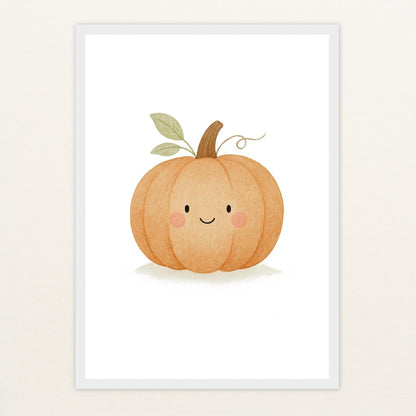 Gemüse: Kürbis Poster mit Holzrahmen von tinylearner
