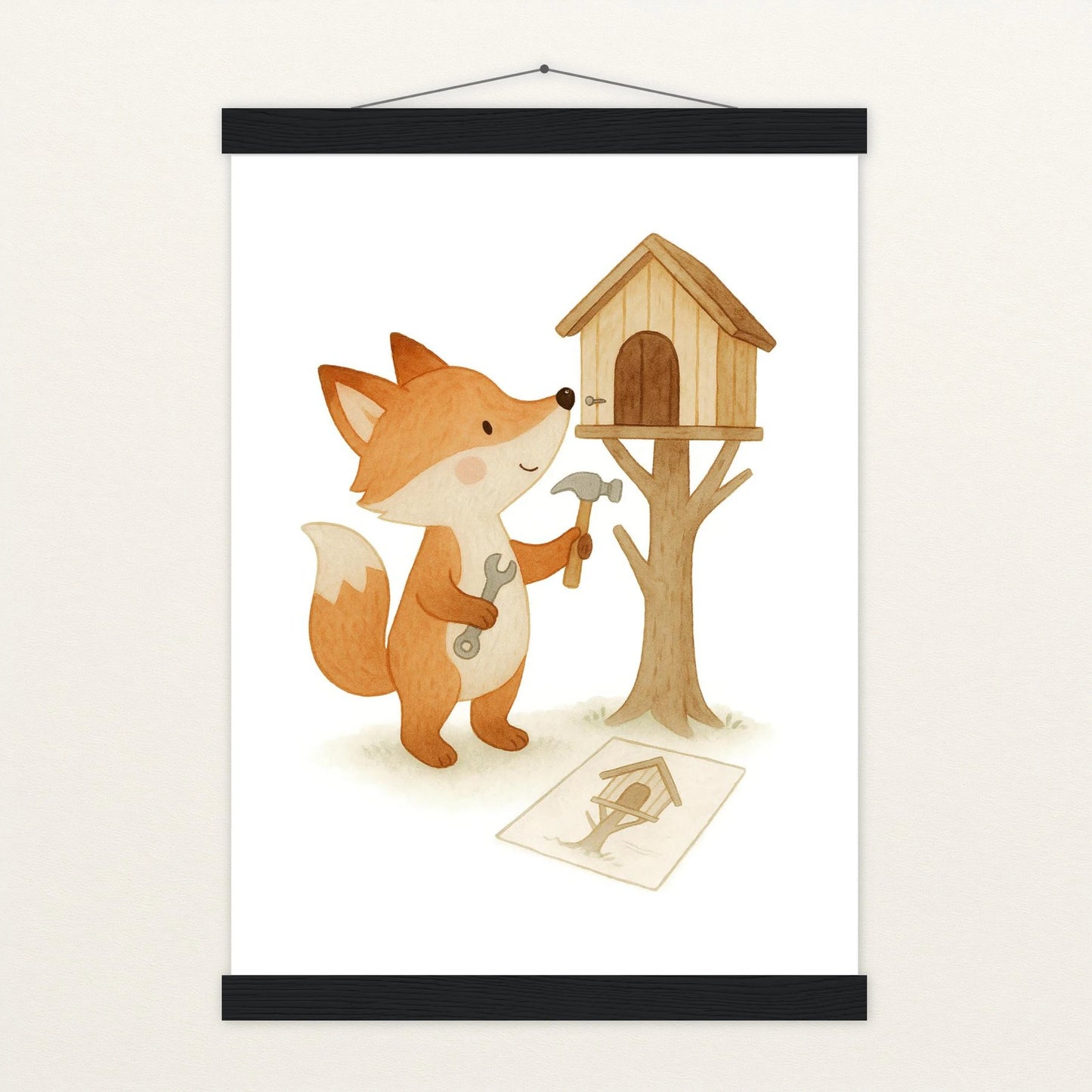 Finnegan der Fuchs - Motiv: "Baumhaus" Poster mit Leisten von tinylearner
