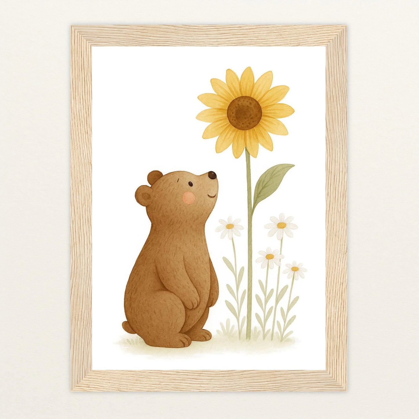 Balu der Bär - Motiv: "Sonnenblume" Poster mit Holzrahmen von tinylearner