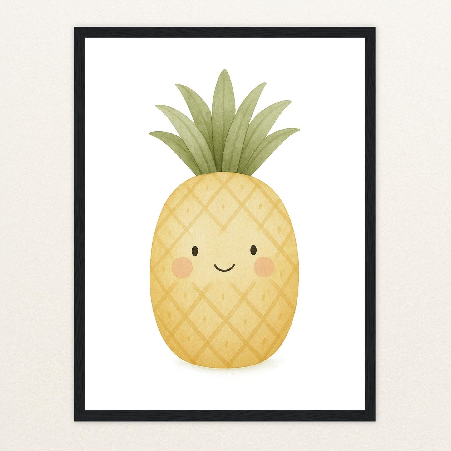 Obst: Ananas Poster mit Holzrahmen von tinylearner
