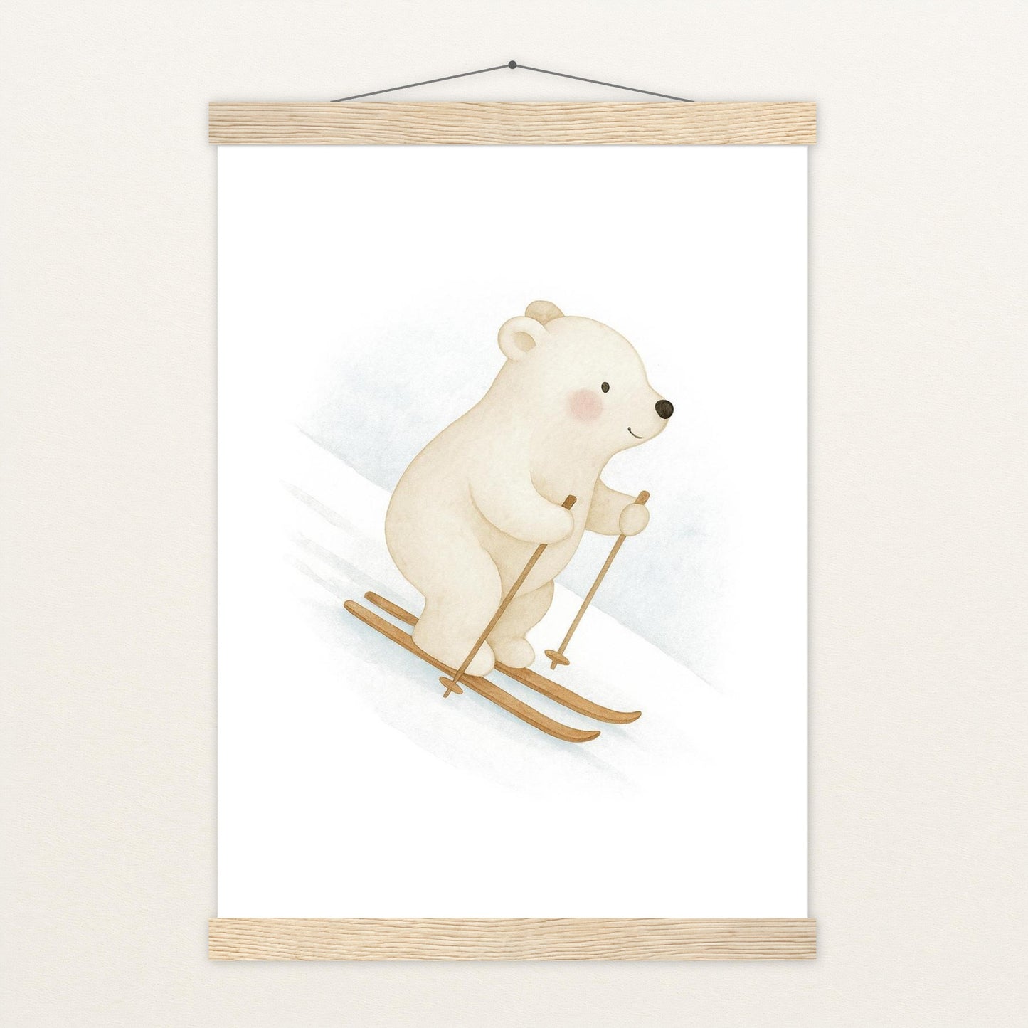 Pummel der Polarbär - Motiv: "Ski" Poster mit Leisten von tinylearner