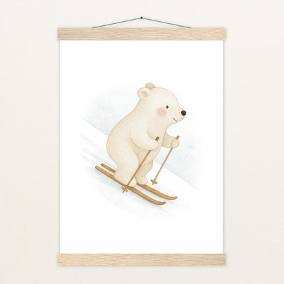 Pummel der Polarbär - Motiv: "Ski" Poster mit Leisten von tinylearner