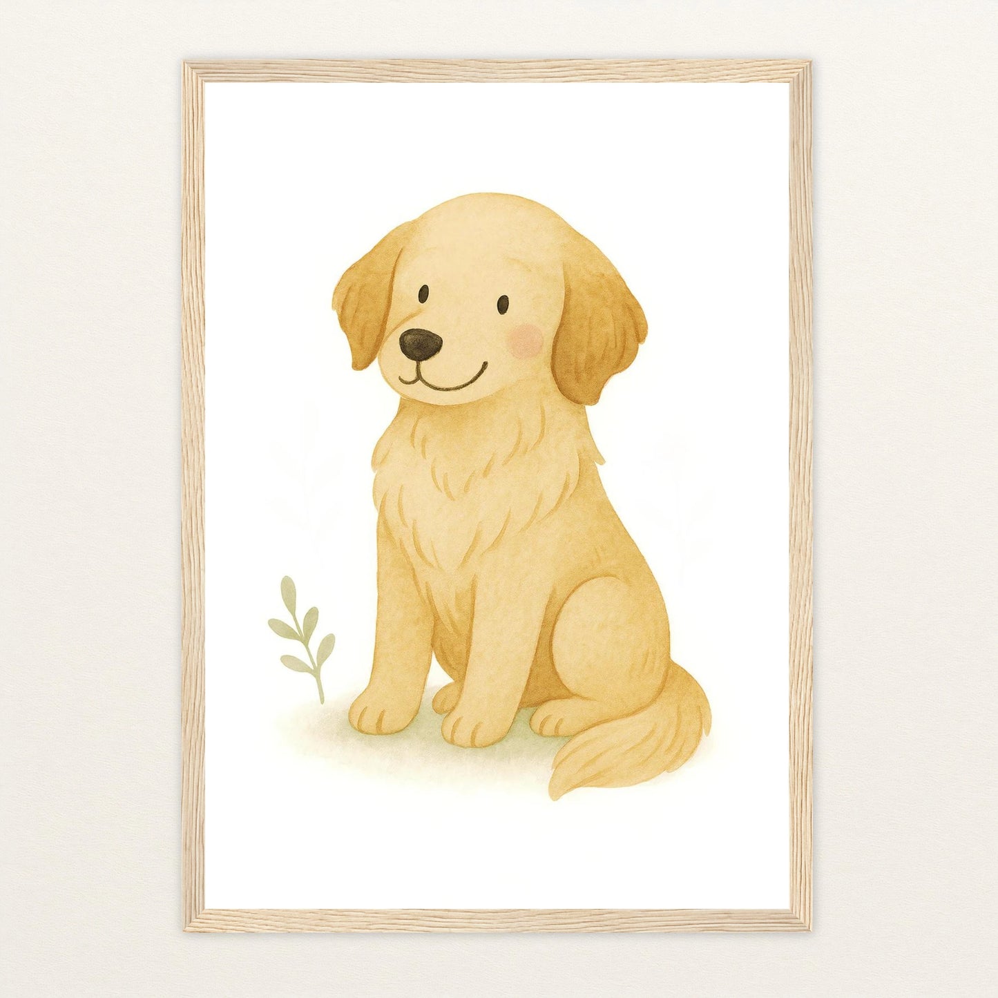 Hugo der Hund Poster mit Holzrahmen von tinylearner