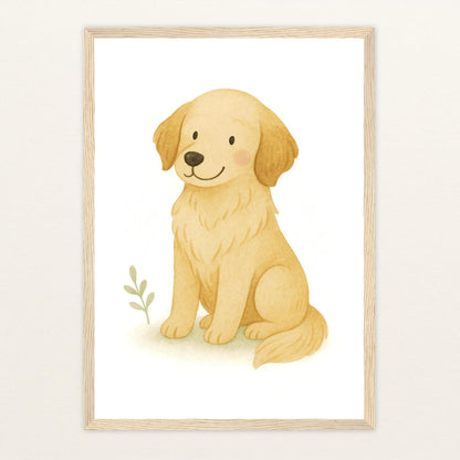 Hugo der Hund Poster mit Holzrahmen von tinylearner