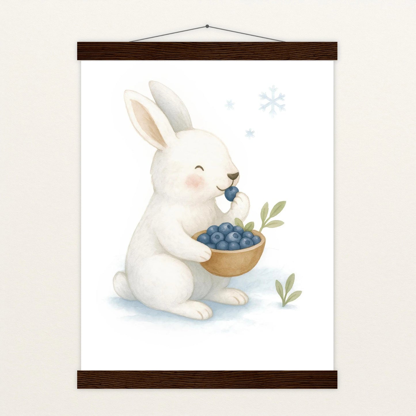 Sina der Schneehase - Motiv: "Blaubeeren" Poster mit Leisten von tinylearner