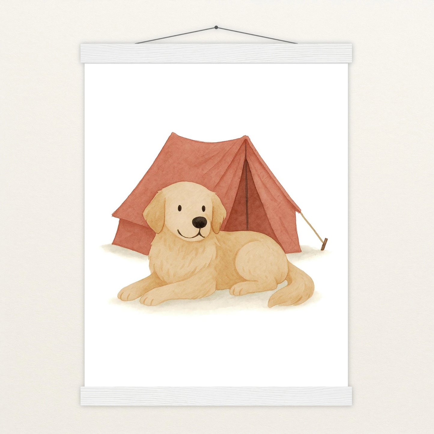 Hugo der Hund - Motiv: "Zelt" Poster mit Leisten von tinylearner