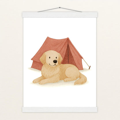 Hugo der Hund - Motiv: "Zelt" Poster mit Leisten von tinylearner