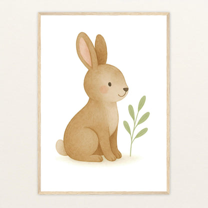 Holly der Hase Poster mit Holzrahmen von tinylearner