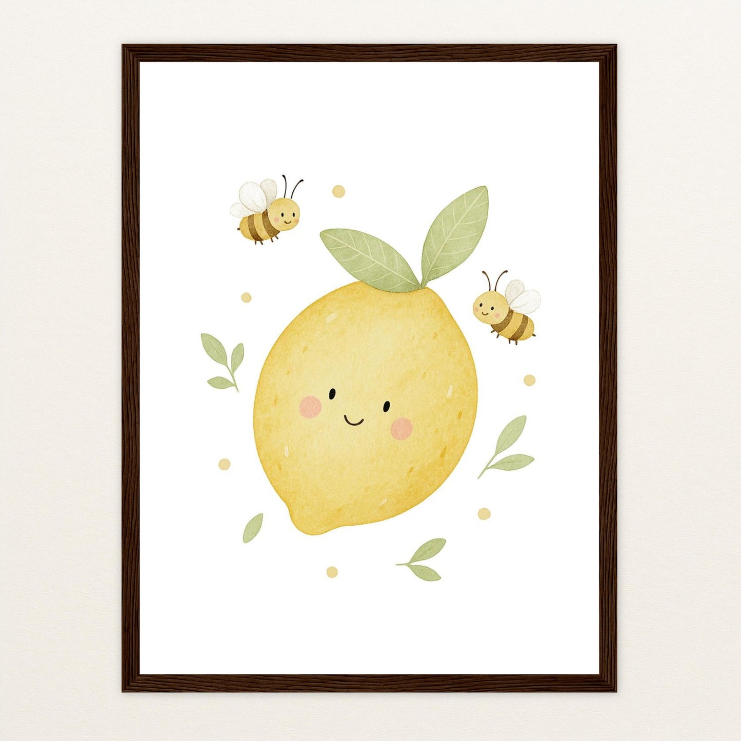 Obst: Zitrone Poster mit Holzrahmen von tinylearner