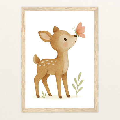 Ria das Reh - Motiv: "Schmetterling" Poster mit Holzrahmen von tinylearner