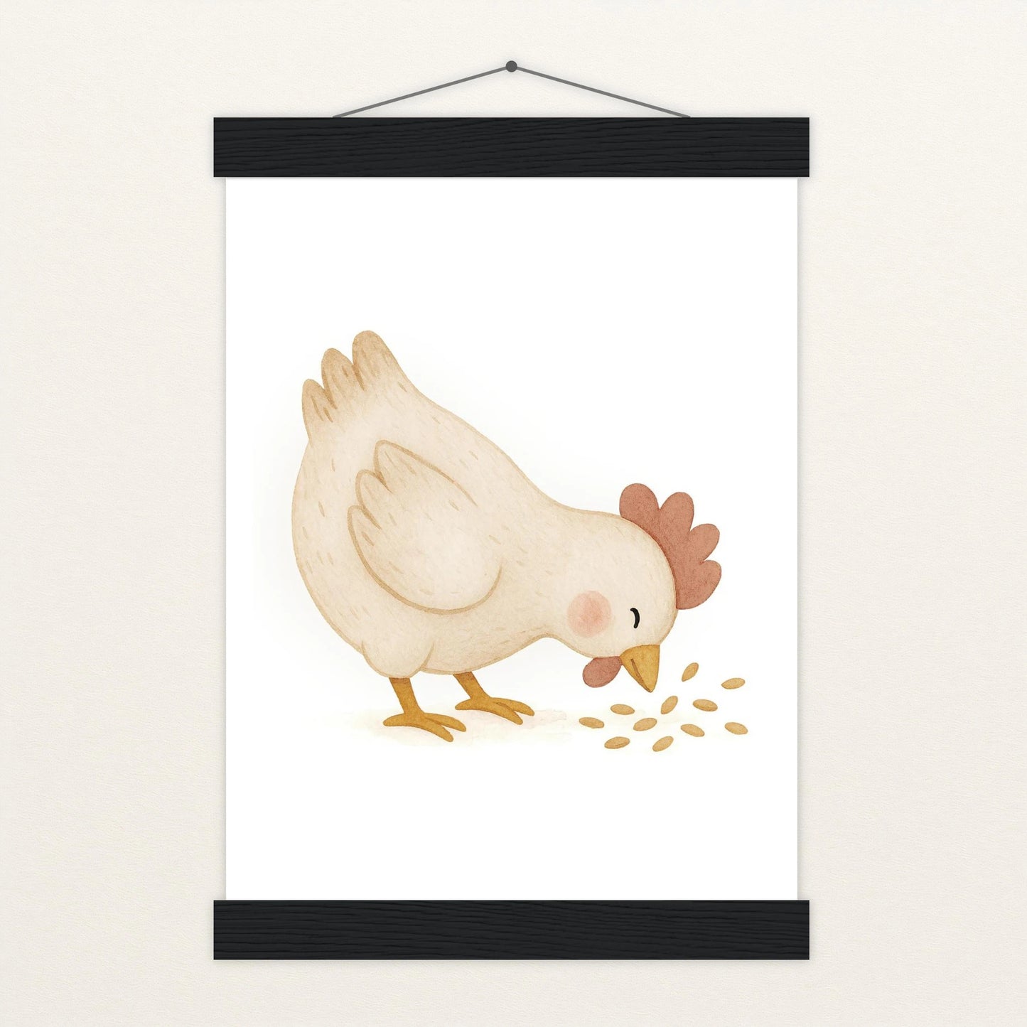 Hanni das Huhn - Motiv: "Körner" Poster mit Leisten von tinylearner