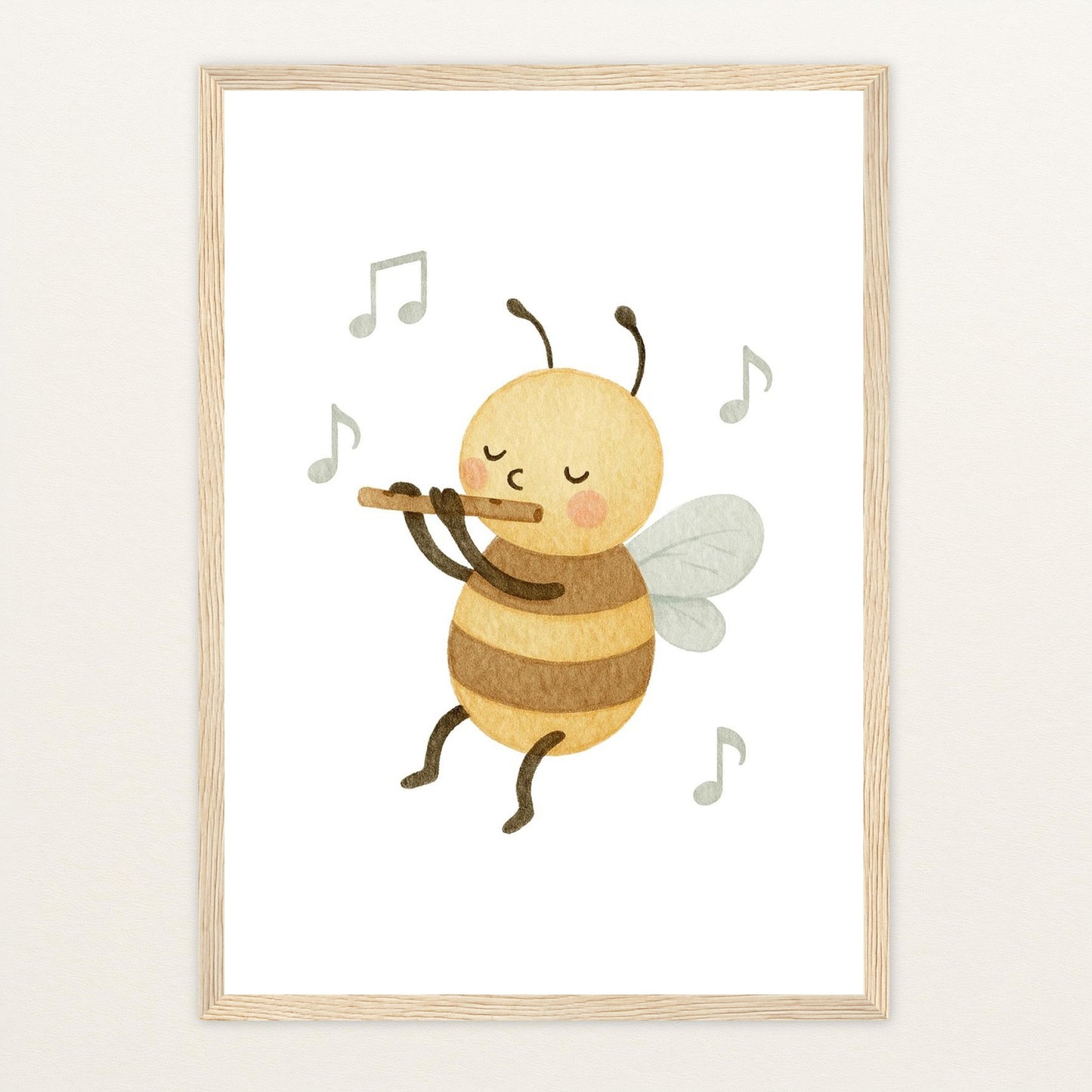 Bibi die Biene - Motiv: "Flöte" Poster mit Holzrahmen von tinylearner