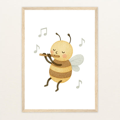 Bibi die Biene - Motiv: "Flöte" Poster mit Holzrahmen von tinylearner