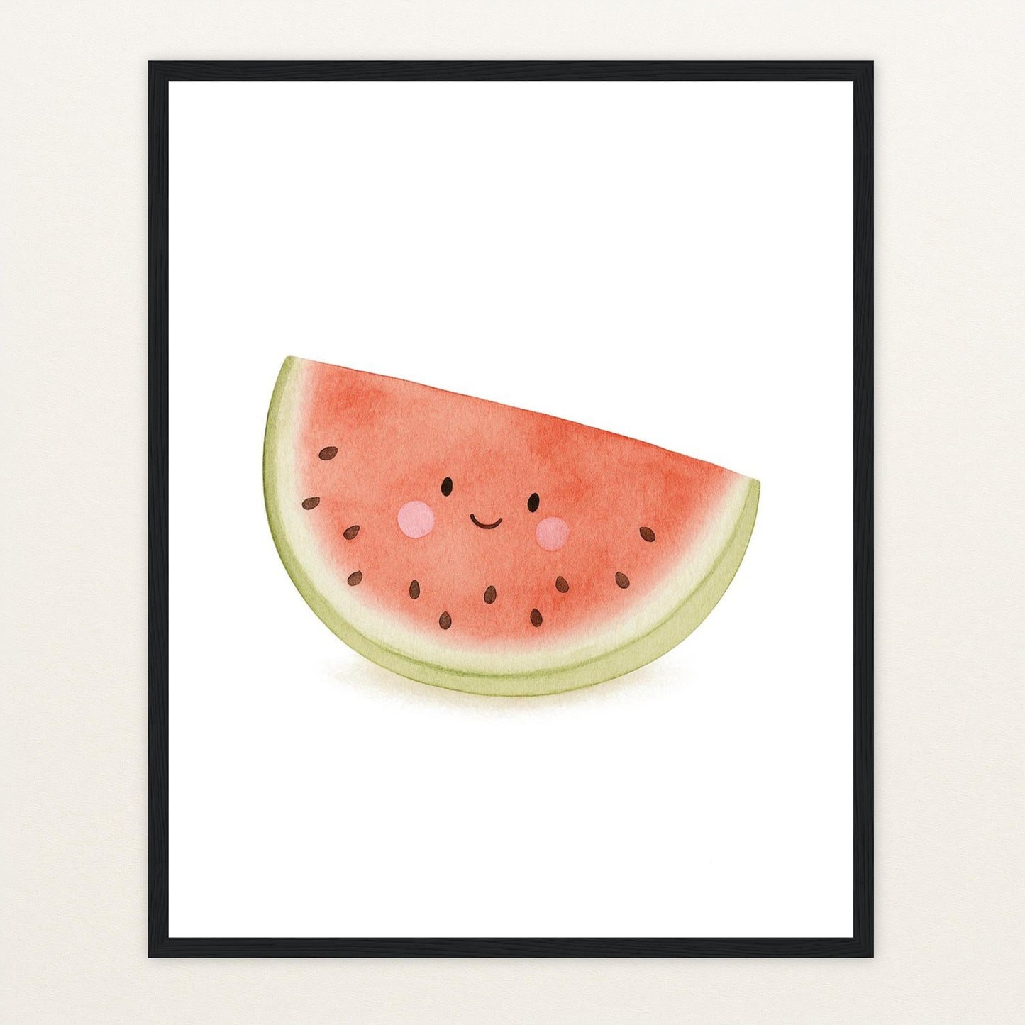 Obst: Melone Poster mit Holzrahmen von tinylearner