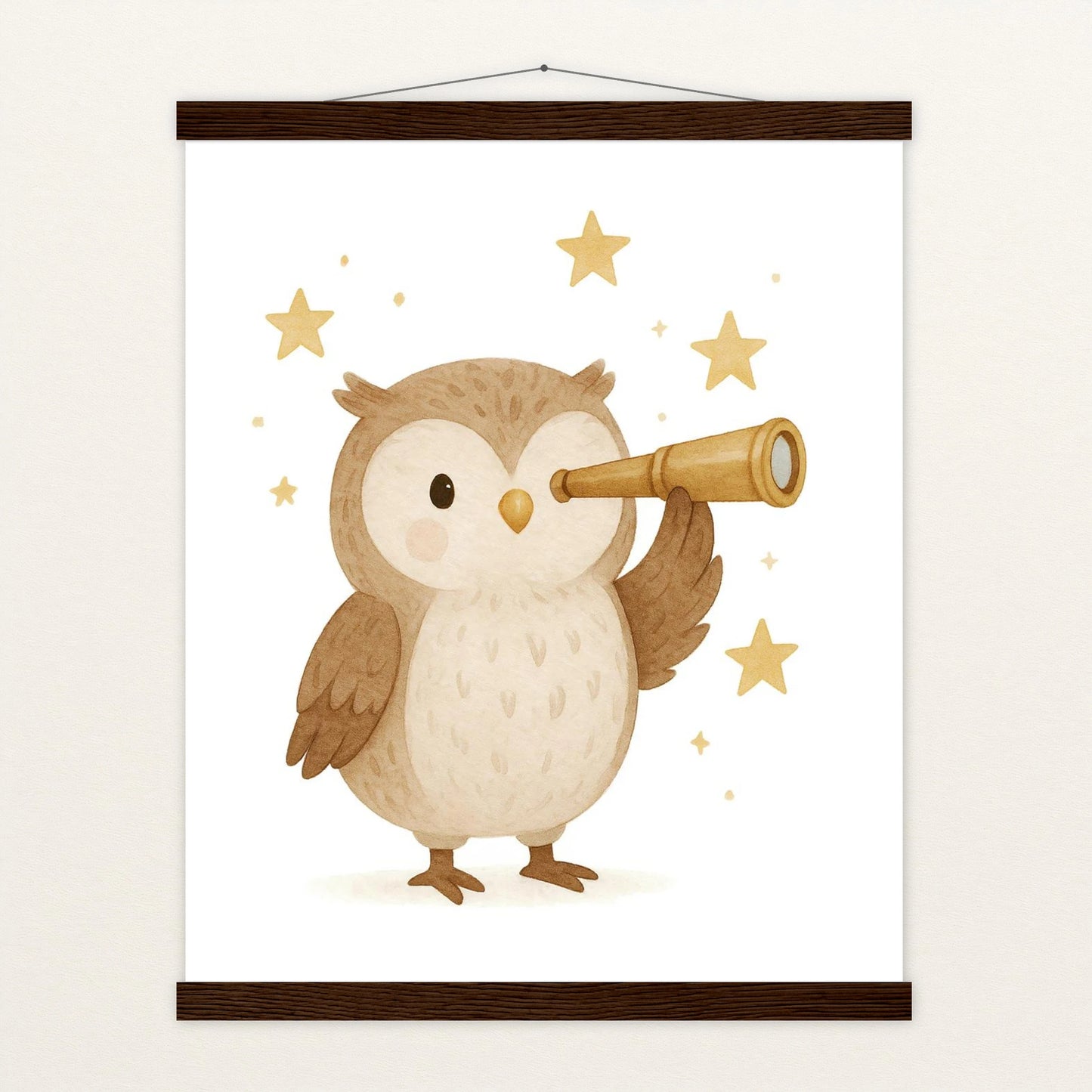 Emmi die Eule - Motiv: "Fernglas" Poster mit Leisten von tinylearner