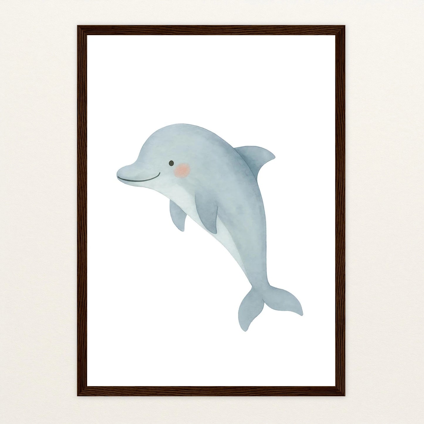 Dora der Delfin Poster mit Holzrahmen von tinylearner