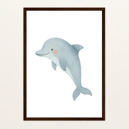 Dora der Delfin Poster mit Holzrahmen von tinylearner