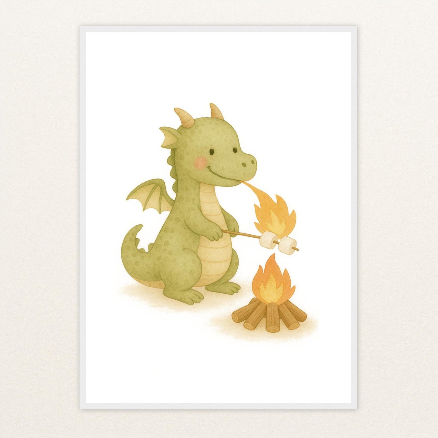 Drax der Drache - Motiv: "Marshmallows" Poster mit Holzrahmen von tinylearner