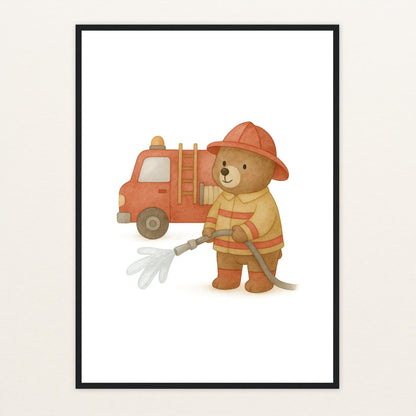 Balu der Bär - Motiv: "Feuerwehr" Poster mit Holzrahmen von tinylearner
