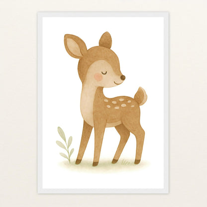 Ria das Reh Poster mit Holzrahmen von tinylearner