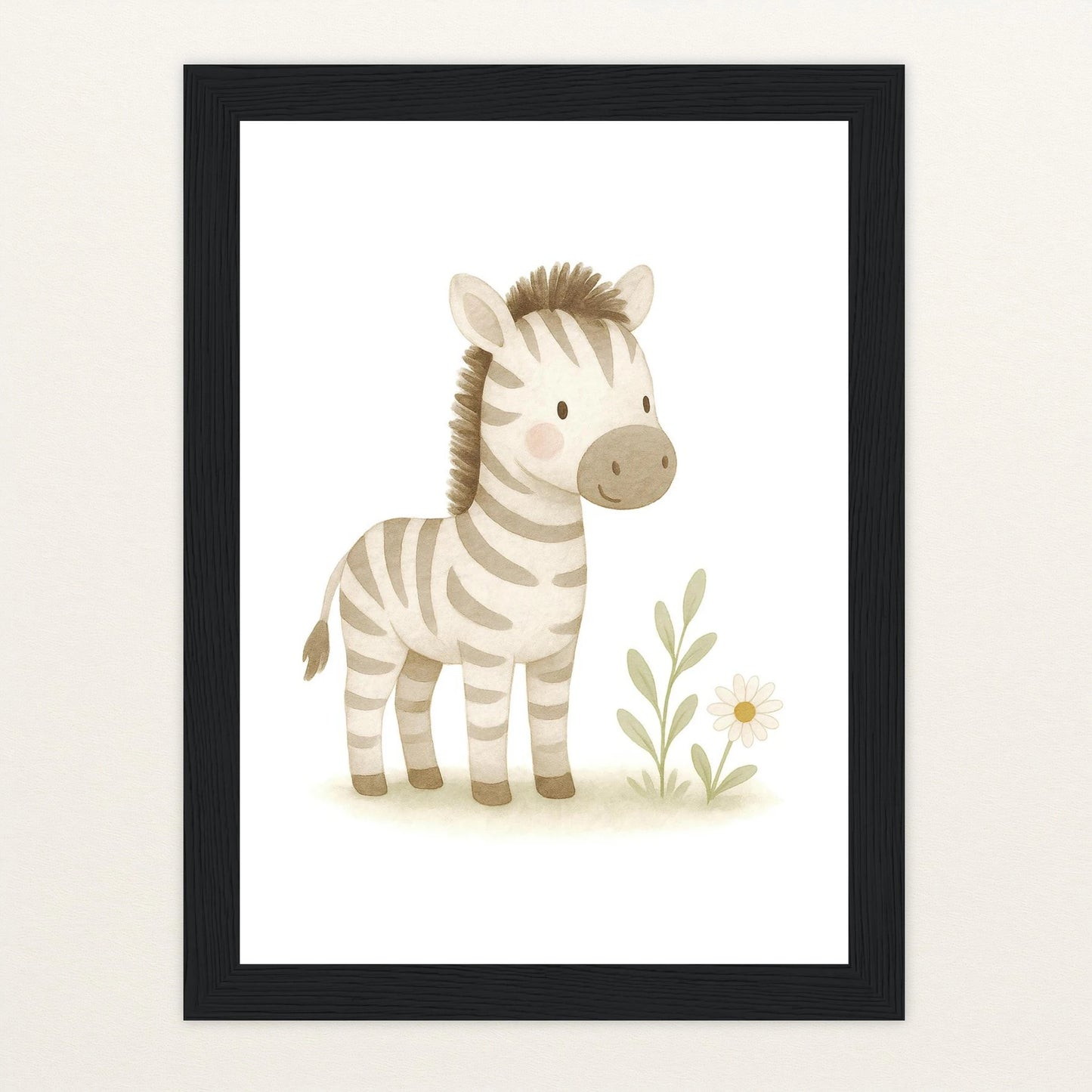 Zinni das Zebra Poster mit Holzrahmen von tinylearner