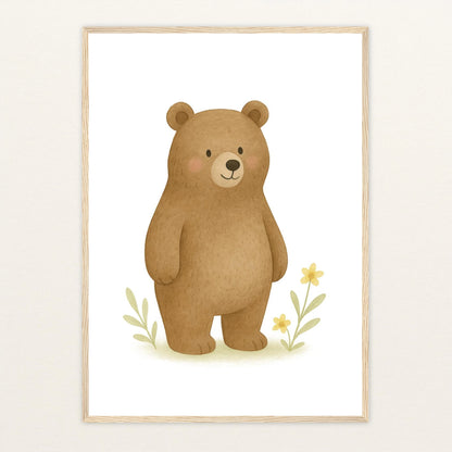 Balu der Bär Poster mit Holzrahmen von tinylearner