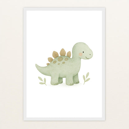 Dinosaurier Stegosaurus Poster mit Holzrahmen von tinylearner