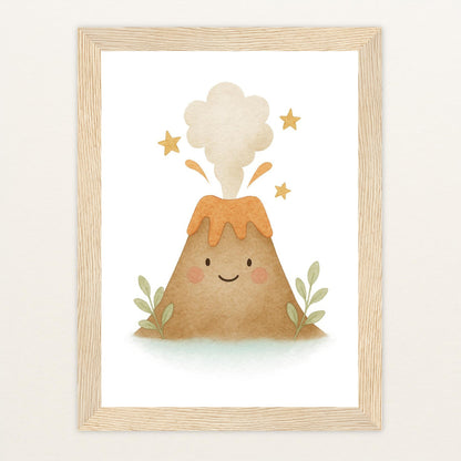 Vulkan Poster mit Holzrahmen von tinylearner