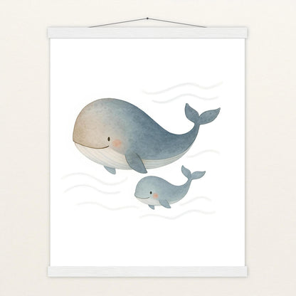 Willi der Wal - Motiv: "Familie" Poster mit Leisten von tinylearner