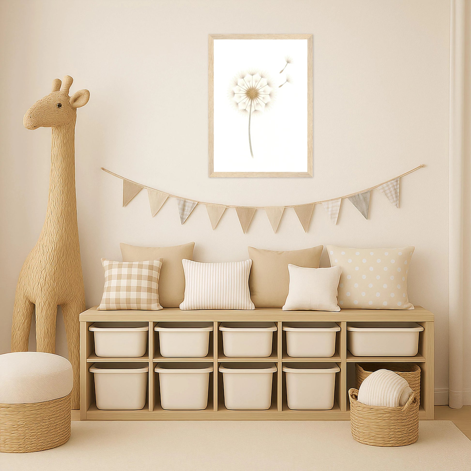 Löwenzahn Poster mit Holzrahmen von tinylearner