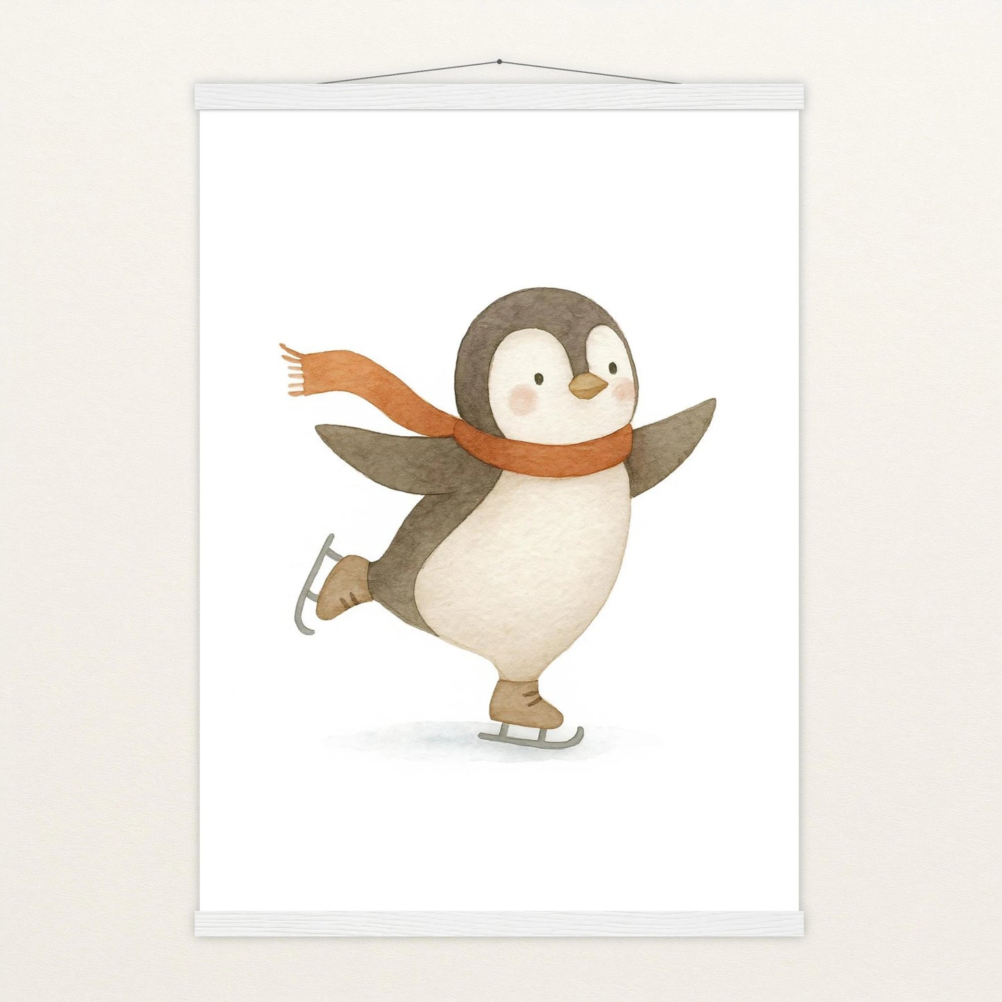 Pia der Pinguin - Motiv: "Eislaufen" Poster mit Leisten von tinylearner