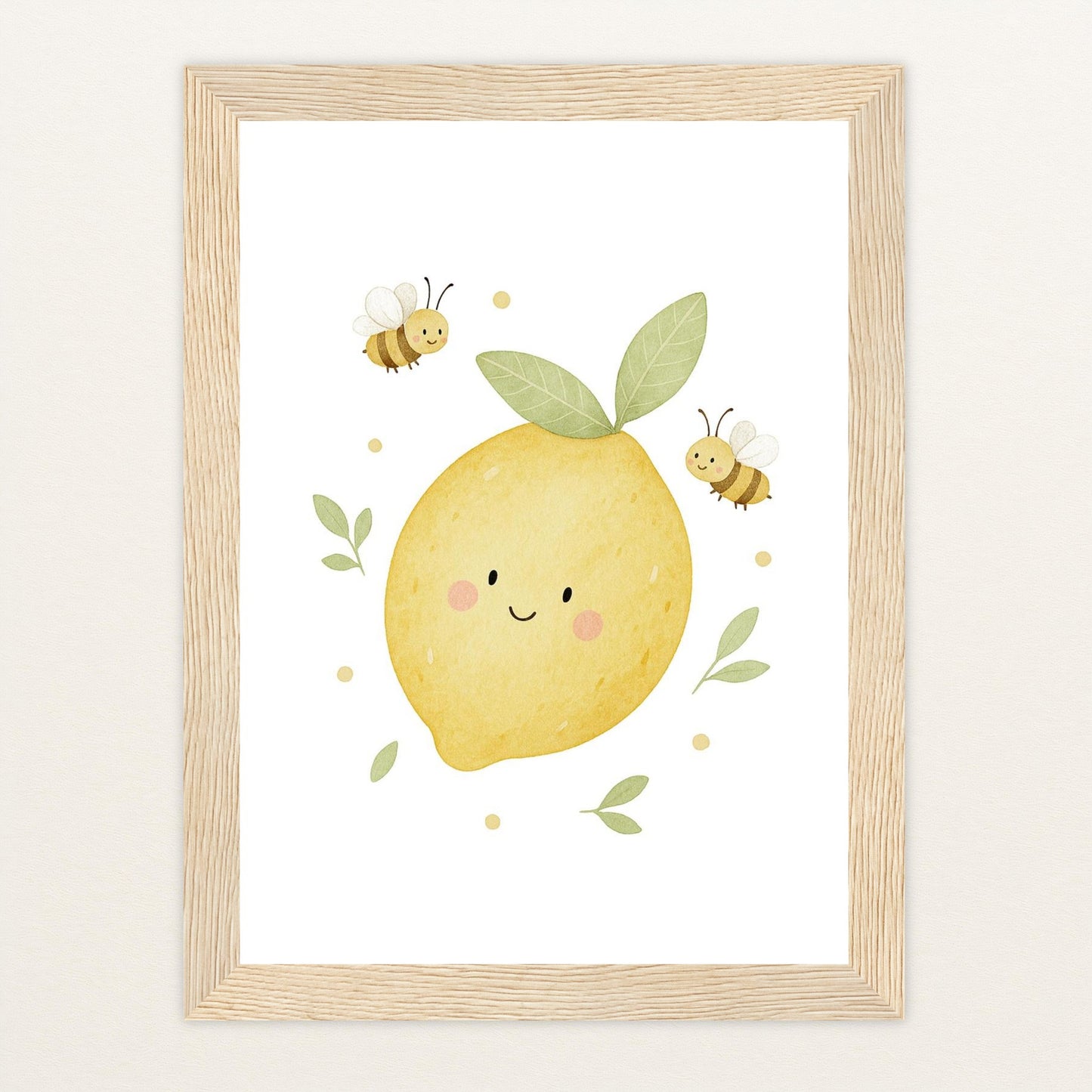 Obst: Zitrone Poster mit Holzrahmen von tinylearner