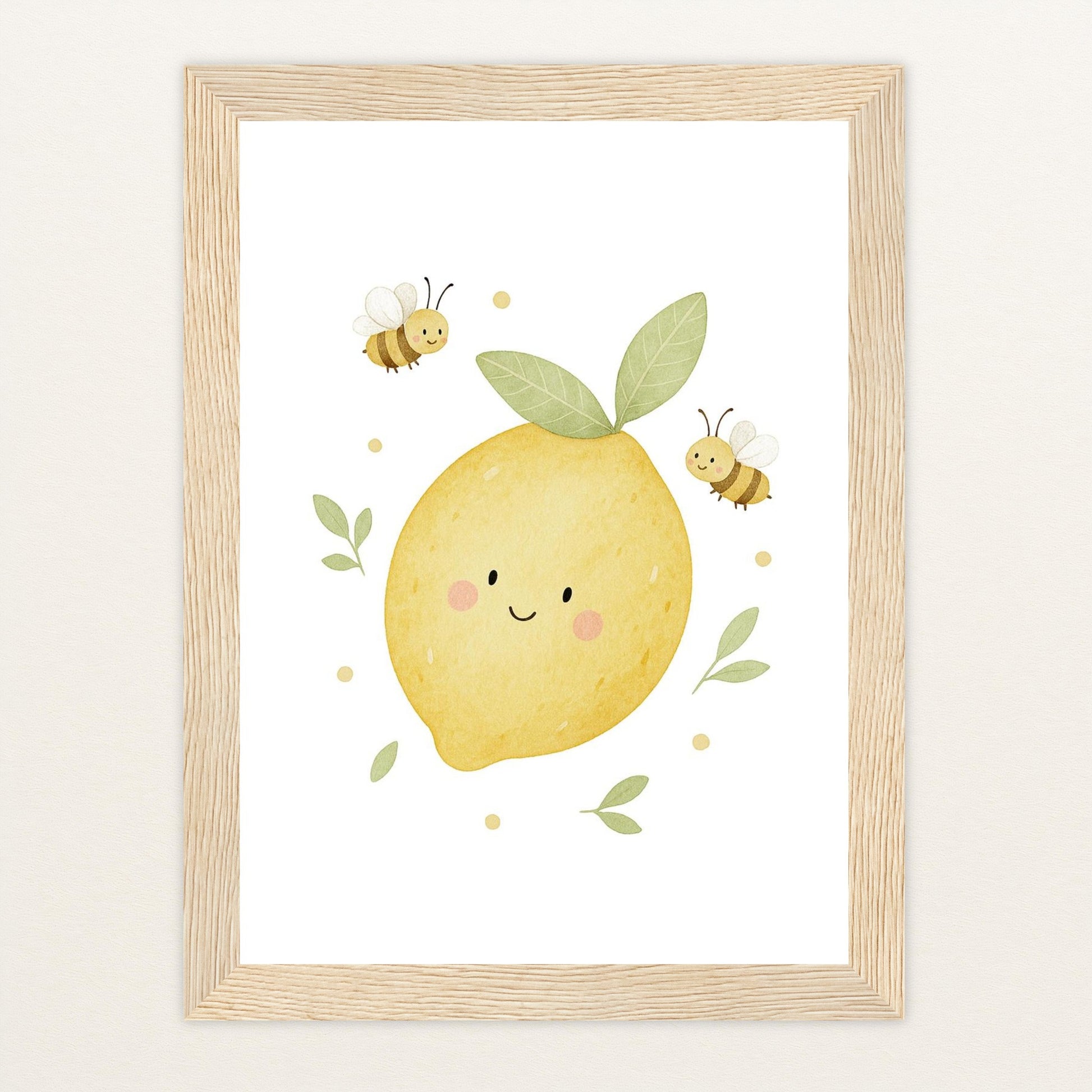Obst: Zitrone Poster mit Holzrahmen von tinylearner