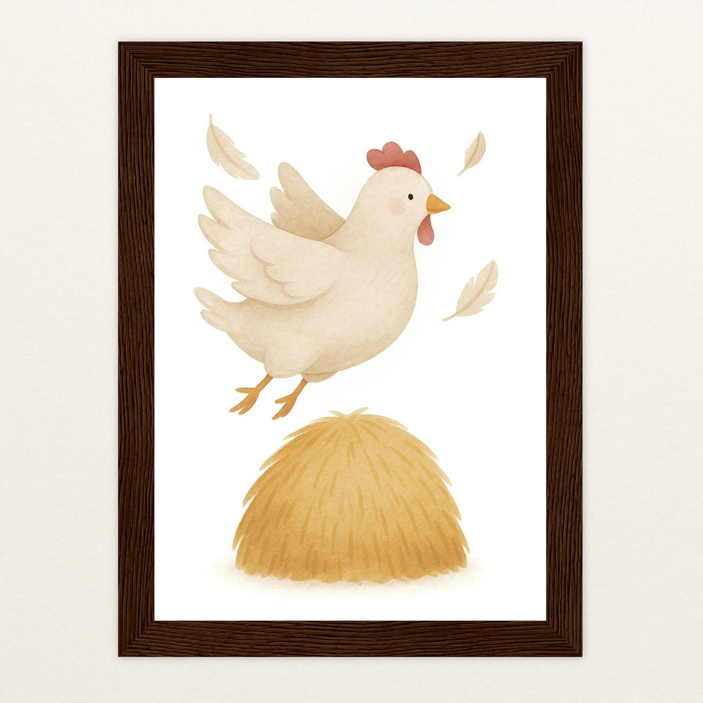 Hanni das Huhn - Motiv: "Heu" Poster mit Holzrahmen von tinylearner